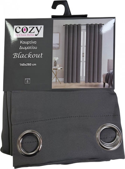 Chios Hellas Vorhang mit Grommets Dunkelgrau 140x260cm