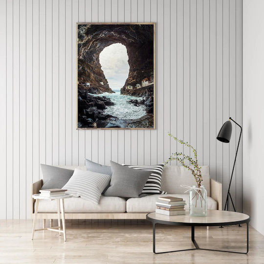 iLovePrints Sea Cave Rocky Shore Gemälde Mit LED-Beleuchtung 70x100