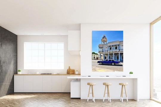 Painting Classic Car In Front Historical Building Classic Car Front Historical Building 40x65