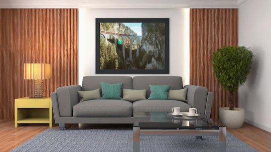 Painting Train On Viaduct In Alpine Landscape Train On Viaduct Alpine Landscape 150x100