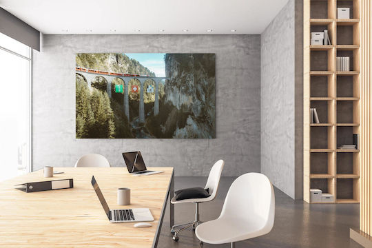 Painting Train On Viaduct In Alpine Landscape Train On Viaduct Alpine Landscape 150x100