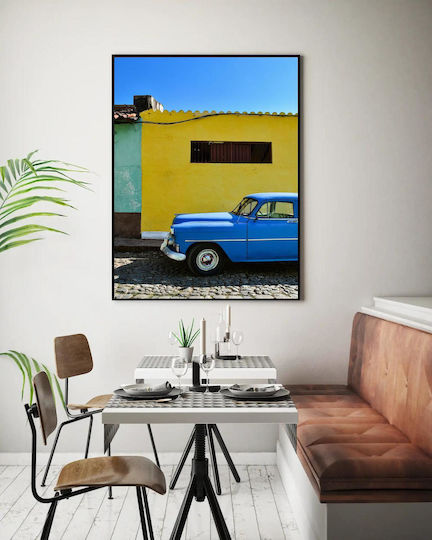 Painting Blue Car Against Yellow Wall Blue Car Against Yellow Wall 40x65