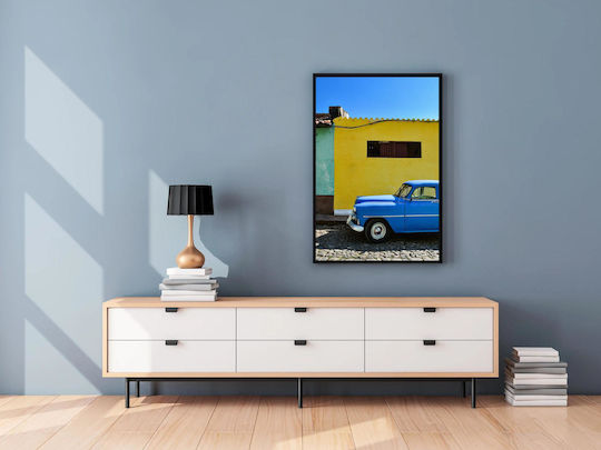 Painting Blue Car Against Yellow Wall Blue Car Against Yellow Wall 40x65