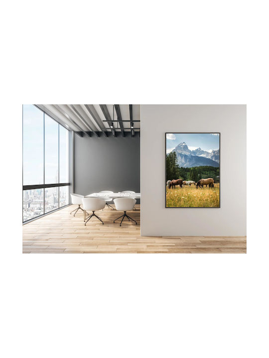 Painting Horses Grazing In Scenic Mountain Landscape 100x150