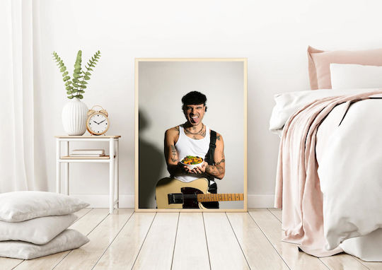 Tattooed Musician With A Bowl Of Food On Canvas