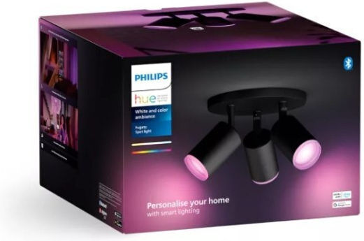 Philips Fugato Тройно Спот в Черен Цвят