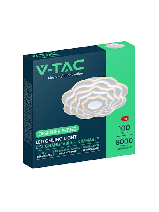 V-TAC Πλαφονιέρα Οροφής Μαύρη με Ενσωματωμένο LED και Τηλεχειριστήριο