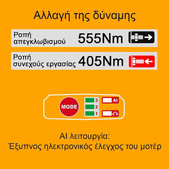 Ingco CIWLI2045E Brushless Μπουλονόκλειδο Μπαταρίας 20V 2x2Ah με Υποδοχή 1/2"