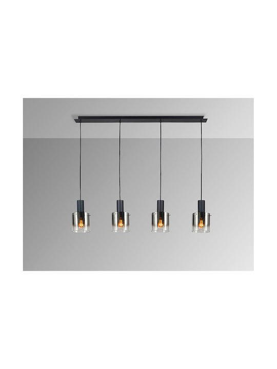 Adjustable Black Pendant Ceiling Light for 4 E27 Bulbs