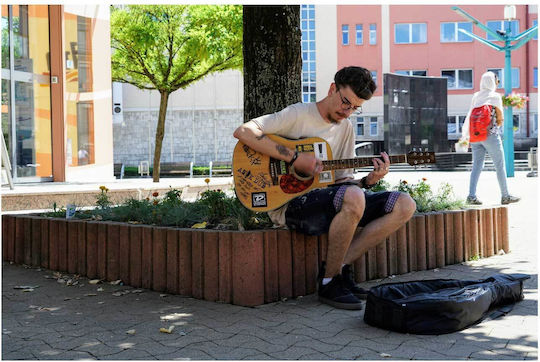 iLovePrints Gemälde Straßenmusiker Spielt Gitarre 100x70