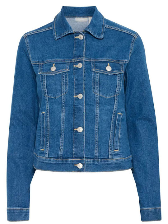 Kurze Damen Jean Jacke Blau