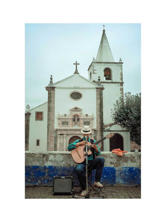 Gemälde Street Musician In Front Church Musikant Vor Kirche 70x100