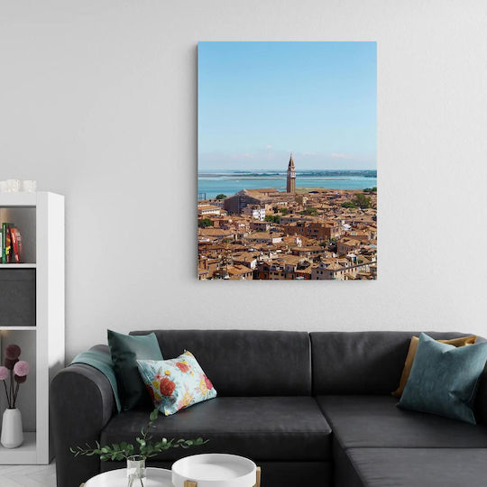iLovePrints Gemälde Stadtbild Turm Meer Urbanes Landschaft Gemälde 100x150
