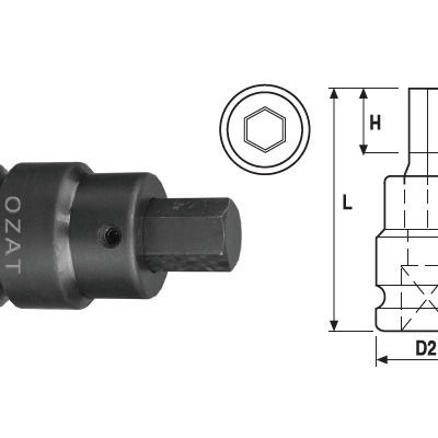 Impact Socket Head External Hex Profile 1.1/2'' 2 Pieces Size 46