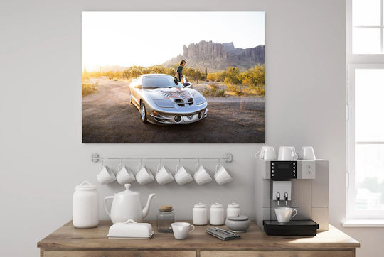 Πίνακας Man Sports Car At Sunset In Desert Άνδρας Σπορ Αυτοκίνητο Στο Ηλιοβασίλεμα Στην Έρημο 100x70