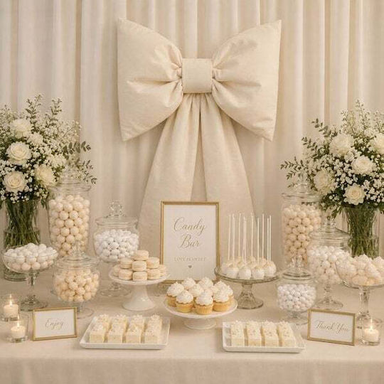 Ntampoudis Baptism Candle Decoration Ecru 60x100cm