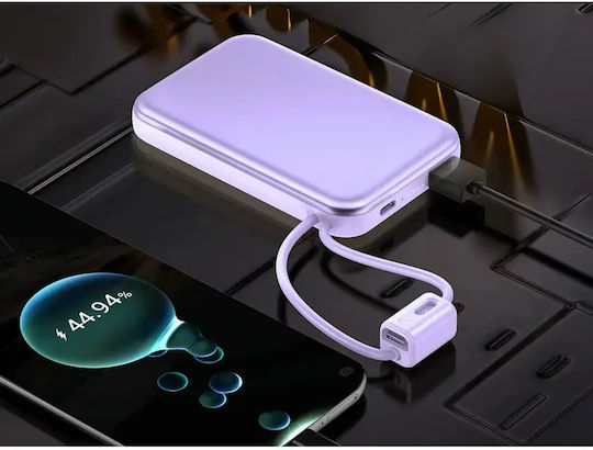 Verk Group 06393 Power Bank 10000mAh 22.5W with USB-A Port and USB-C Port Quick Charge 3.0 Purple