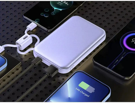 Verk Group 06393 Power Bank 10000mAh 22.5W with USB-A Port and USB-C Port Quick Charge 3.0 Purple