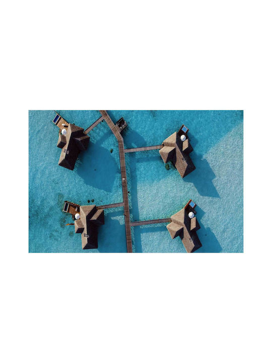 Панел Overwater Bungalows В Кристално Ясно Море Бунгала Над Водата Кристално Ясно Море 100x70