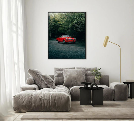 Painting Vintage Red Car In A Forest Vintage Red Car In A Forest 40x65