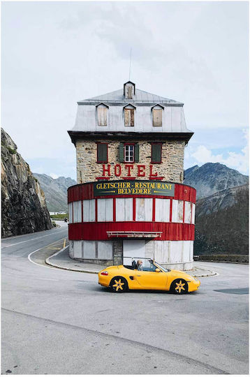 Πίνακας Vintage Hotel Sports Car Vintage Ξενοδοχείο Σπορ Αυτοκίνητο 115x170