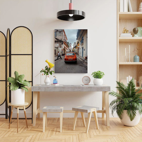Painting Orange Car On A Vintage Street Orange Car On A Vintage Street 40x65