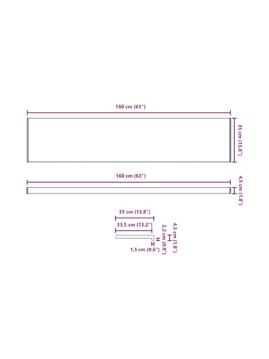 vidaXL Window Sill PVC W160xH35cm