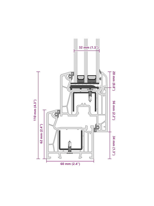 vidaXL Hinged PVC Window W100xH40cm
