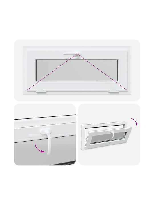 vidaXL Hinged Window PVC W90xH40cm
