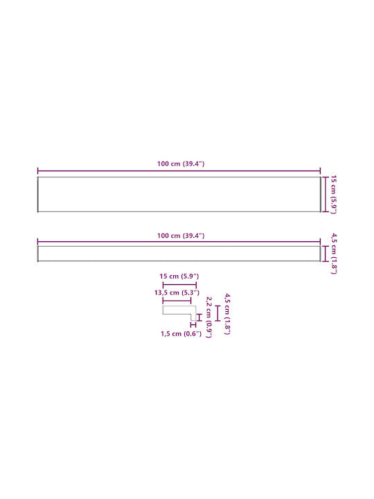 vidaXL Window Sill PVC W100xH15cm