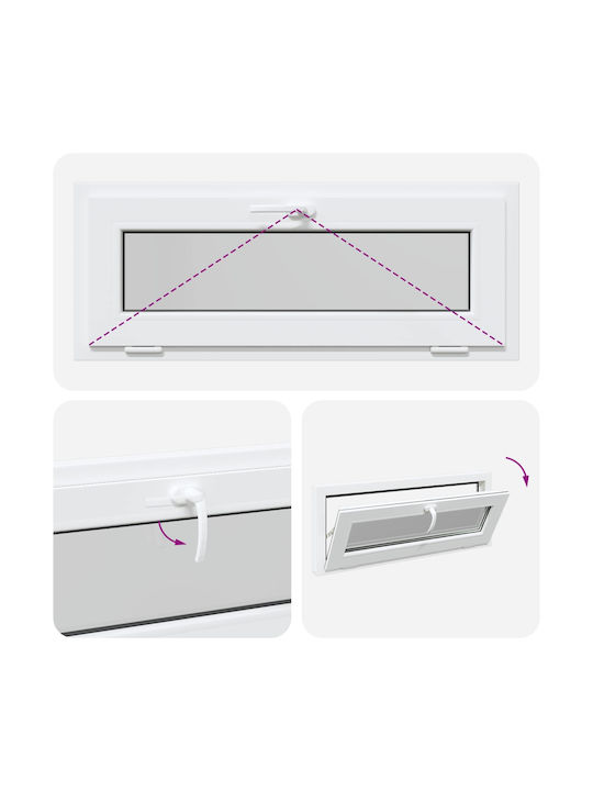 vidaXL Hinged PVC Window W110xH40cm