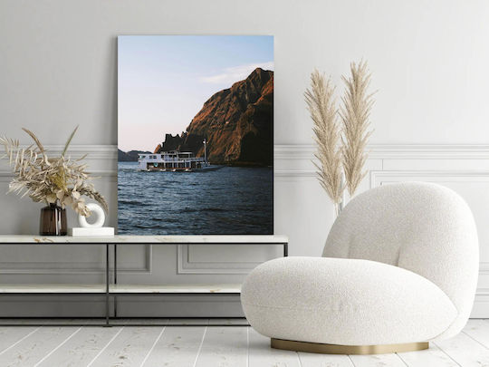 Πίνακας Boat On Sea Near Rocky Mountains Βάρκα Στη Θάλασσα Κοντά Στα Βραχώδη Όρη 115x170