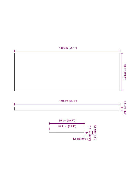 vidaXL Pervaz Fereastră PVC L140xÎ50cm