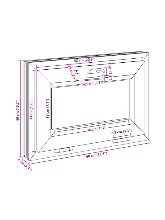 vidaXL Hinged PVC Window W60xH40cm