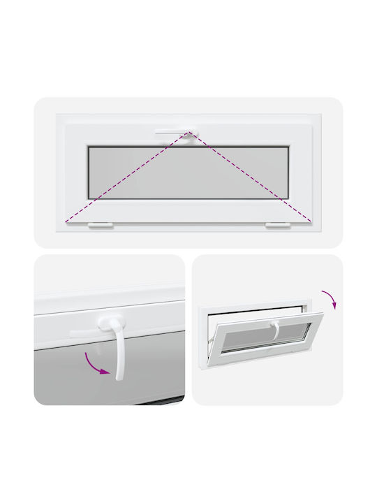 vidaXL Hinged PVC Window W90xH40cm
