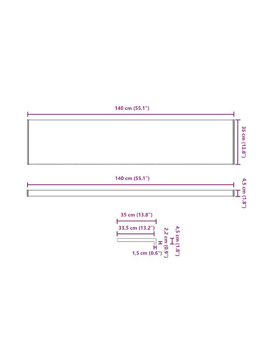 vidaXL Window Sill PVC W140xH35cm