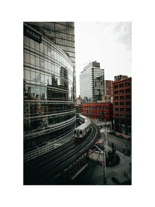 Панел Train Passing Through Cityscape Трено Пърна Меса Асутко Топио 100x150