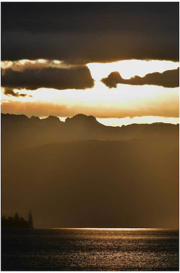 Painting Sunset Over Mountains Sea 70x100
