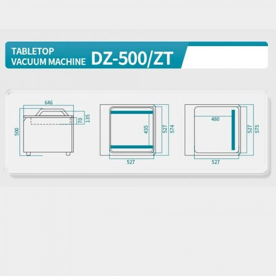 Kunba Vakuumierer Interne mit Maximaler Versiegelungslänge 490mm DZ-500/ZT