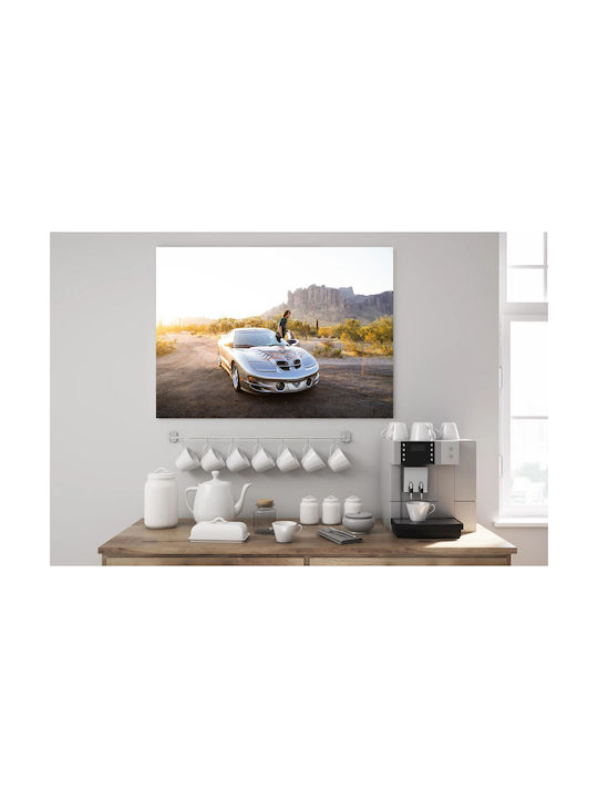 Painting Man Sports Car At Sunset In Desert 90x60