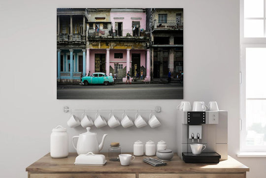 Painting Colorful Street Scene Classic Car Multicolored Street Scene Classic Car 65x40