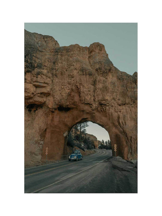 Панел Car Through Rock Arch Автомобил Вътре В Каменна Арка 40x65