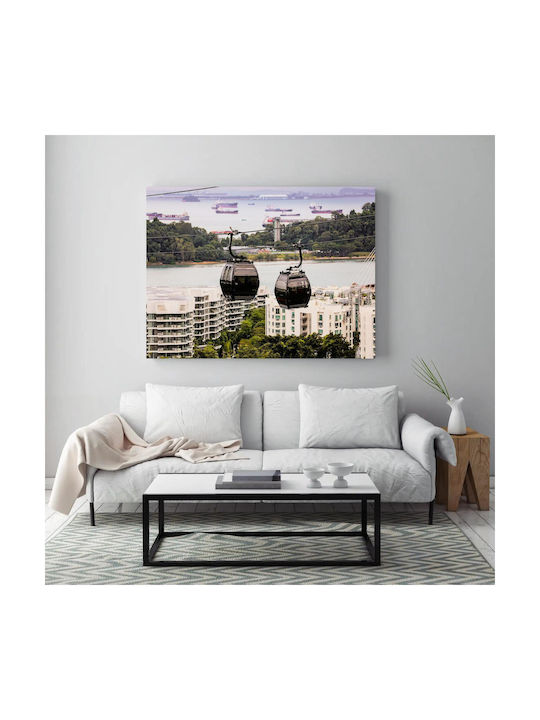 Панел Cable Cars Overlooking City Sea Телеферик Изглед Към Град Море 65x40
