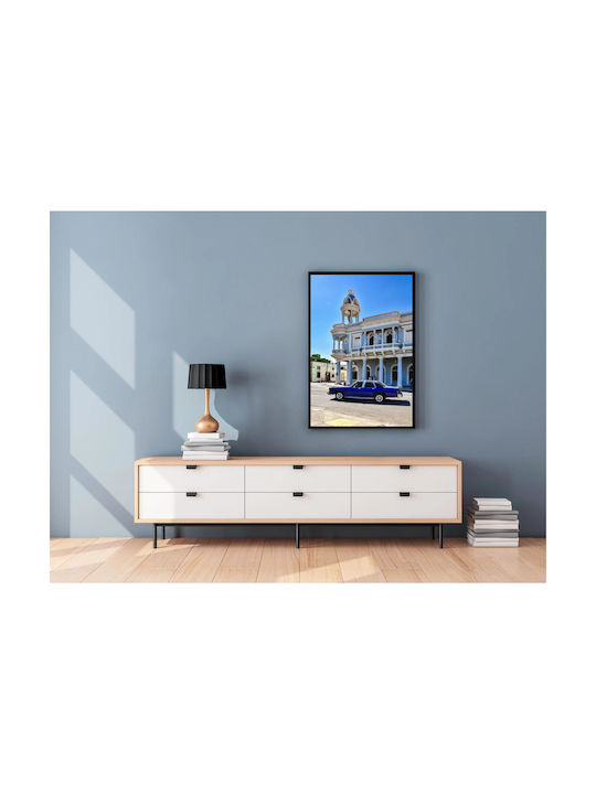 iLovePrints Classic Car In Front Historisches Gebäude Leinwand 50x80