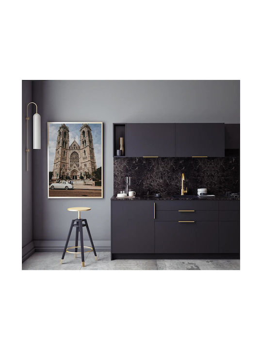 Панел Historic Cathedral Classic Car Исторически Катедрален Храм Класическа Колa 40x65