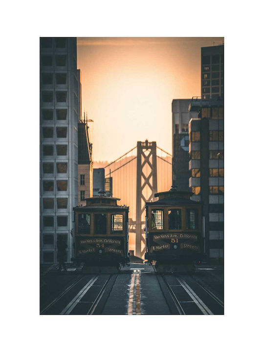 Панел San Francisco Cable Cars At Sunset Телеферикът На Сан Франциско При Залез 40x65