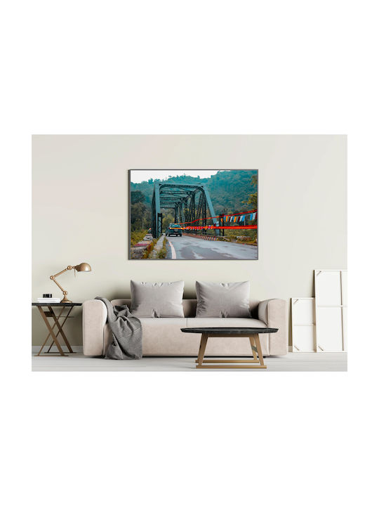 Панел Car Crossing Bridge In Scenic Landscape Графичен Пейзаж 80x50