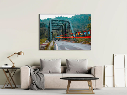 Πίνακας Car Crossing Bridge In Scenic Landscape Γέφυρα Διέλευσης Αυτοκινήτου Γραφικό Τοπίο 80x50