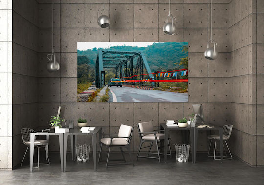 Πίνακας Car Crossing Bridge In Scenic Landscape Γέφυρα Διέλευσης Αυτοκινήτου Γραφικό Τοπίο 80x50