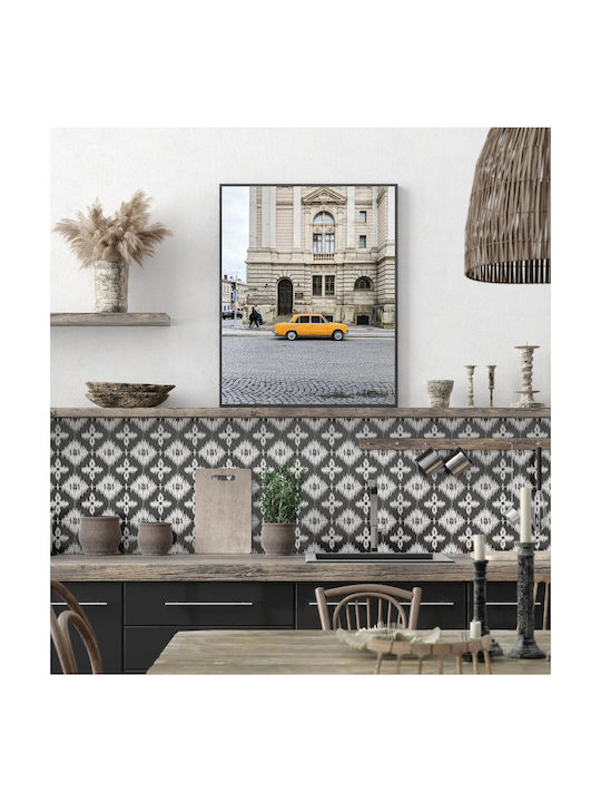 Панел Yellow Car By Historic Building Жълто Автомобил Историческа Сграда 50x80